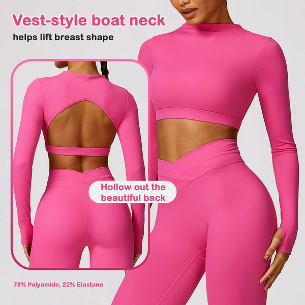 Brushed Tight Long-sleeved Beauty Back Yoga Clothes