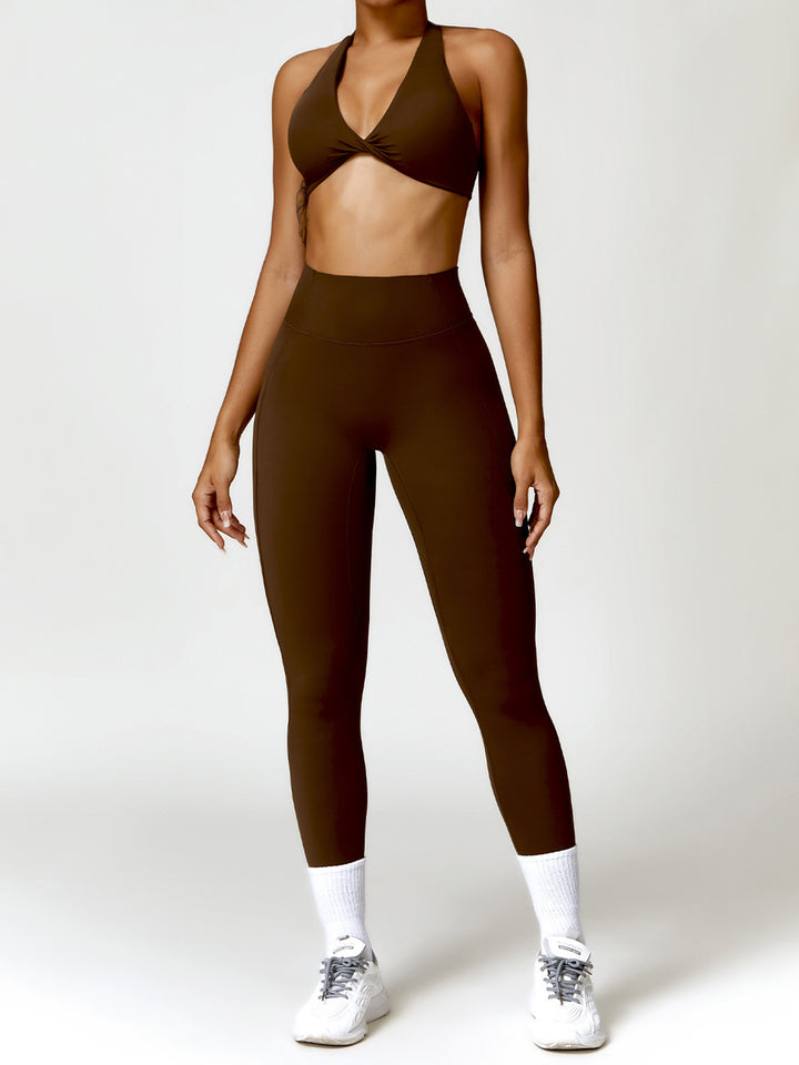 Cloud-Feel Twist Front Halter Sports Bras