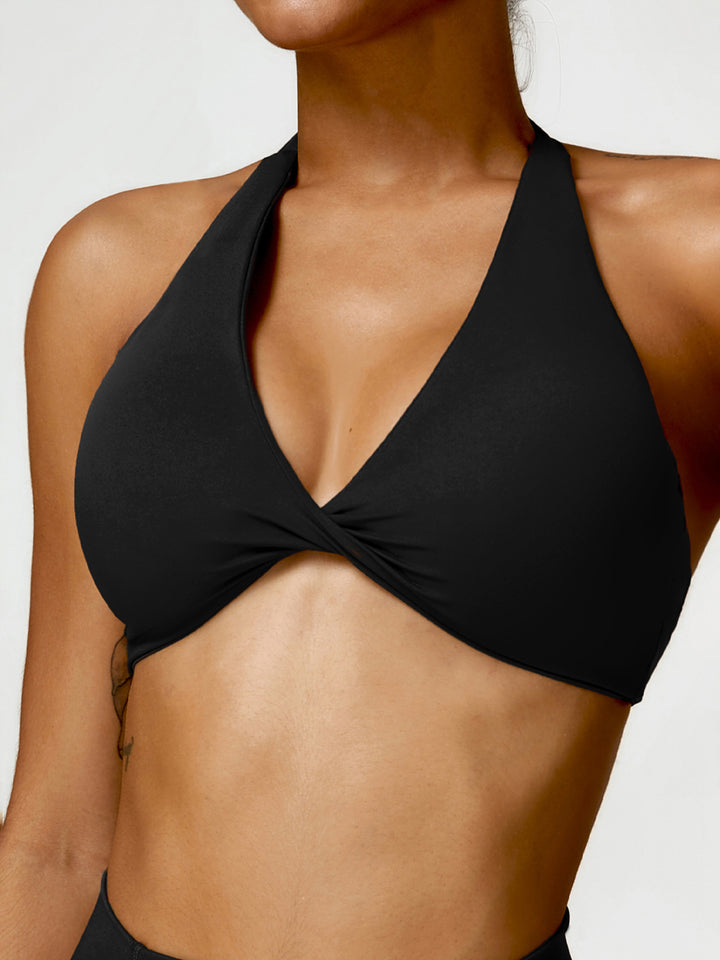 Cloud-Feel Twist Front Halter Sports Bras