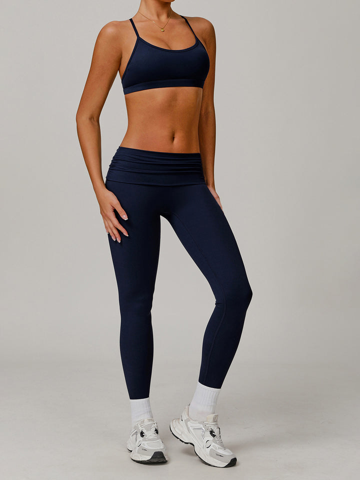 Cloud-Like Folded Waist Sports Bottoms