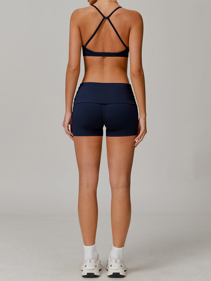 Cloud-Like Folded Waist Sports Shorts