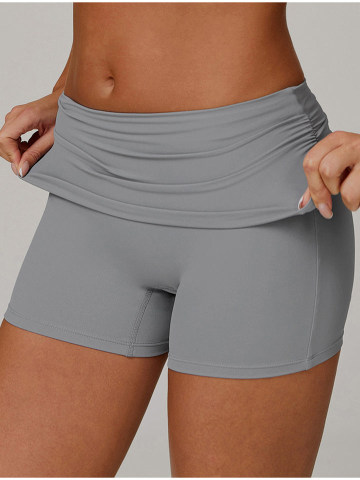 Cloud-Like Folded Waist Sports Shorts