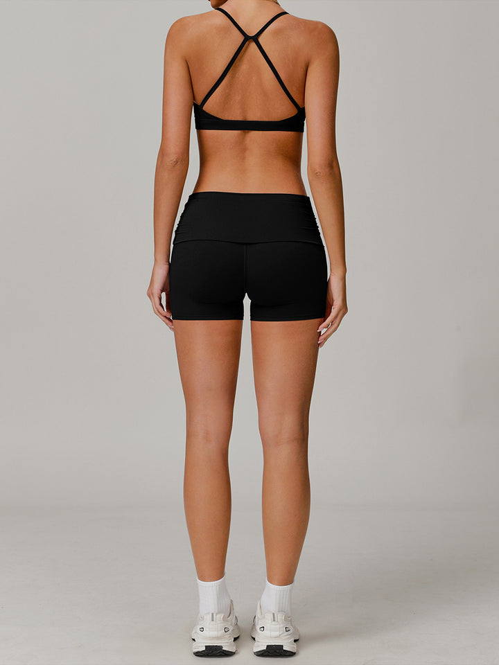 Cloud-Like Folded Waist Sports Shorts