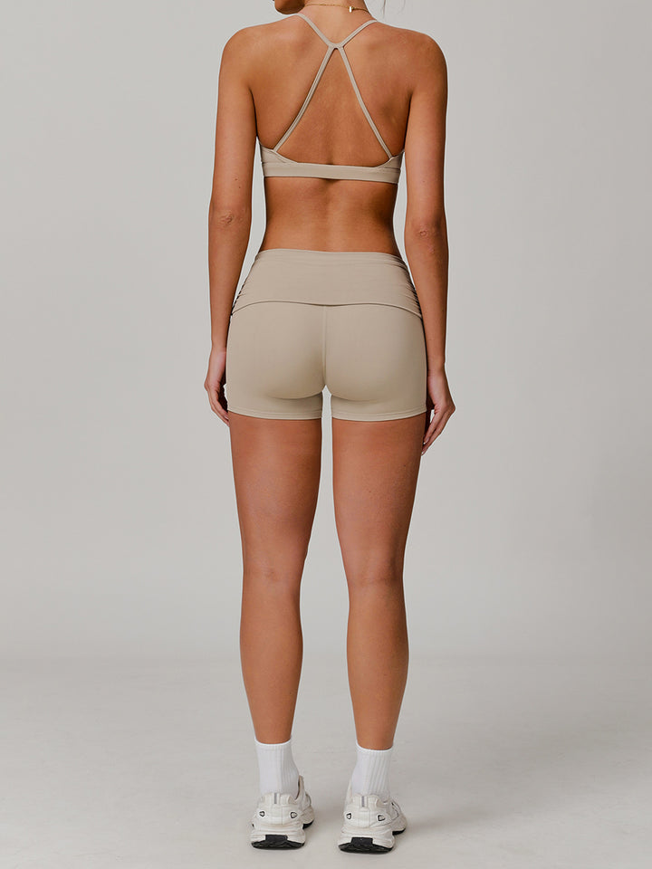 Cloud-Like Folded Waist Sports Shorts