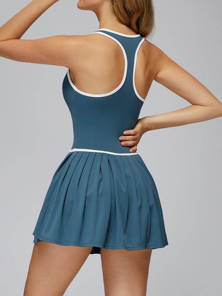 Contrast Edge Pleated Tennis Dress
