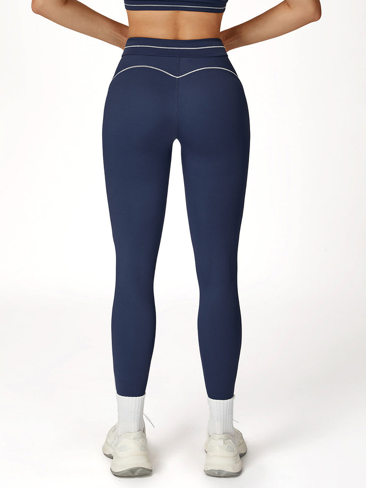Contrast Stitching Turn-Over Waist Sports Pants