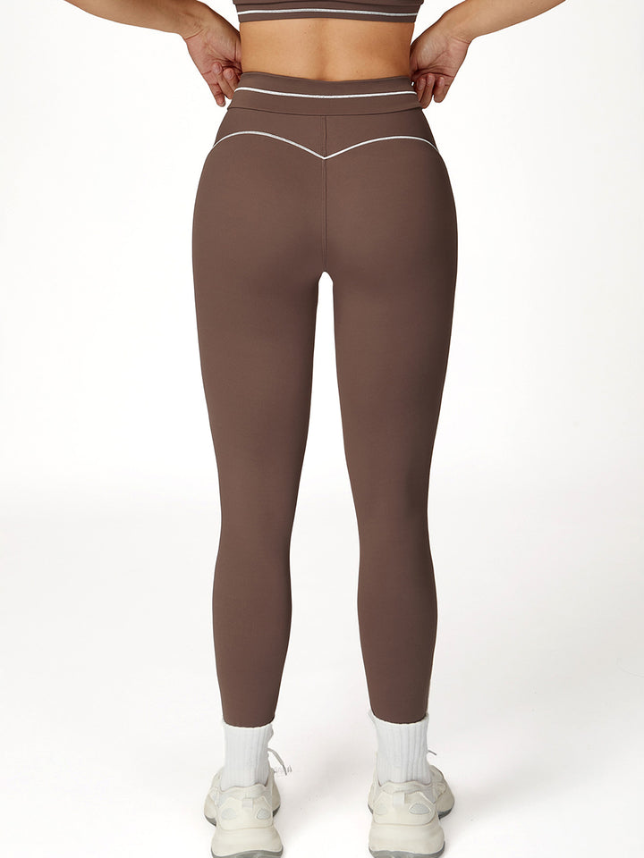 Contrast Stitching Turn-Over Waist Sports Pants