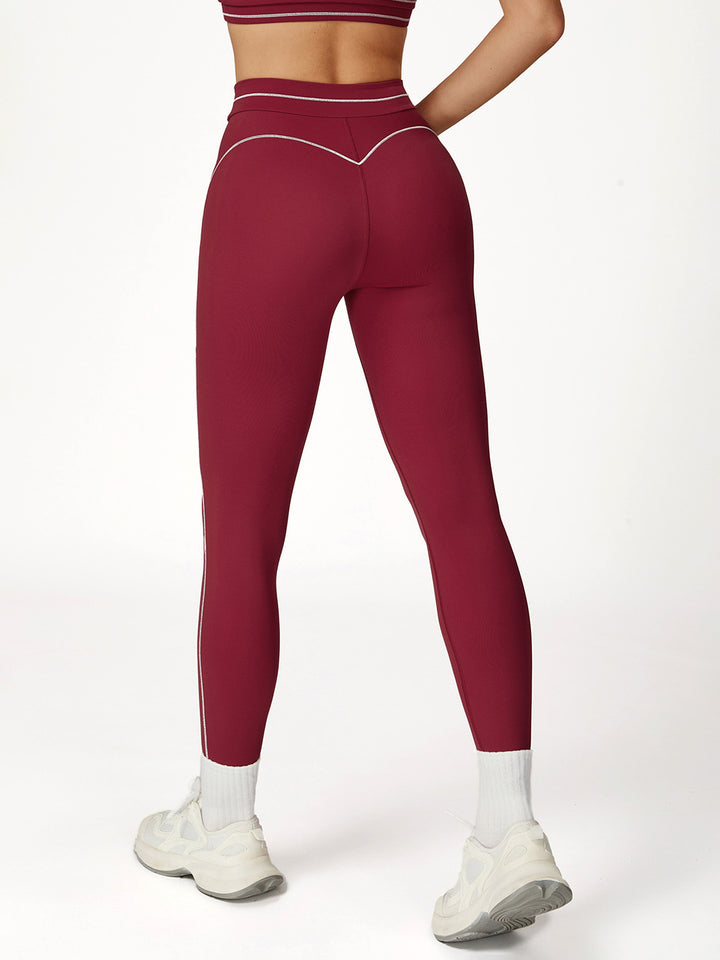 Contrast Stitching Turn-Over Waist Sports Pants