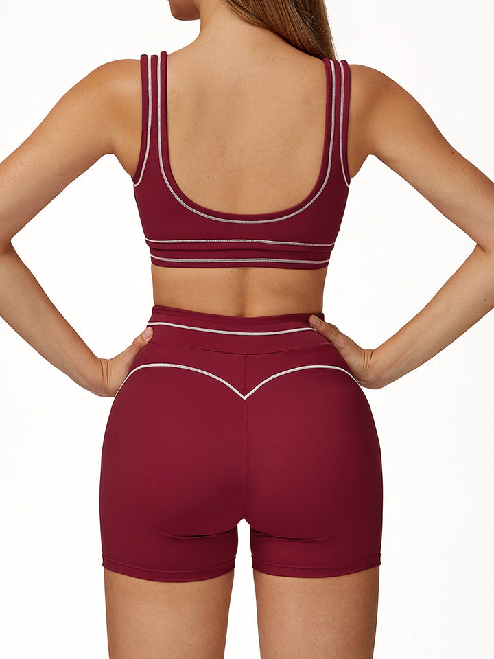 Contrast Stitching Widened Hem Sports Bra