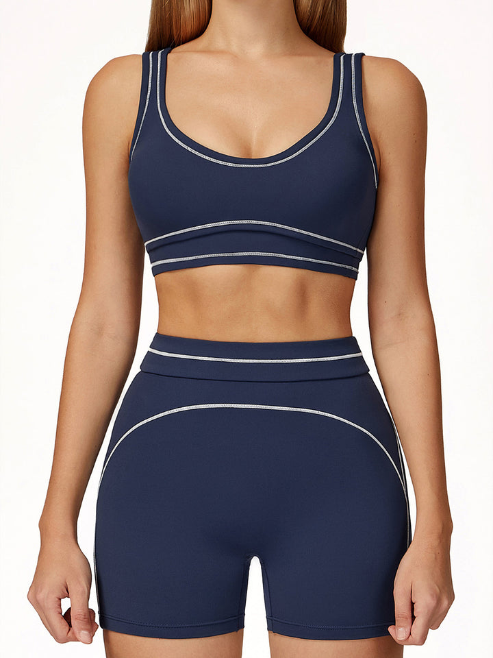 Contrast Stitching Widened Hem Sports Bra