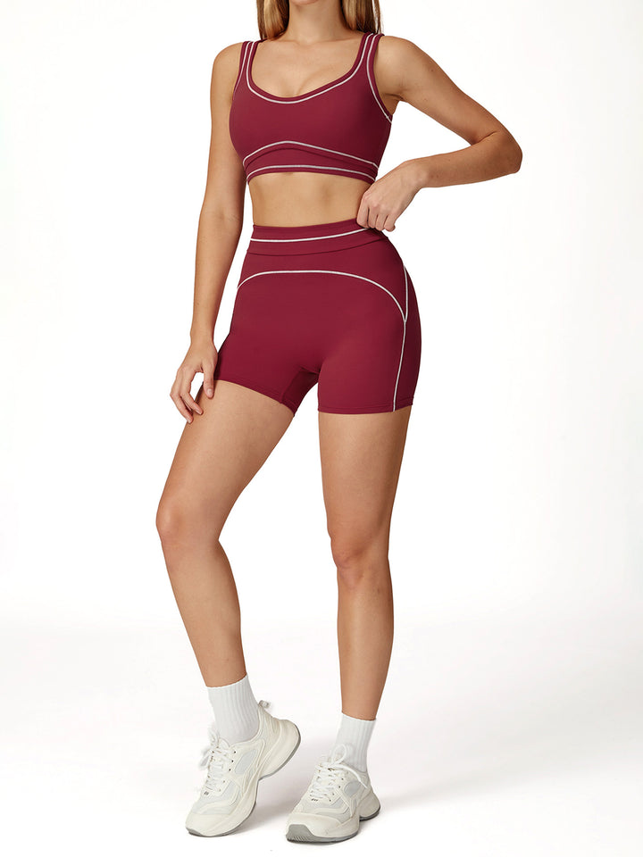 Contrast Stitching Widened Hem Sports Bra