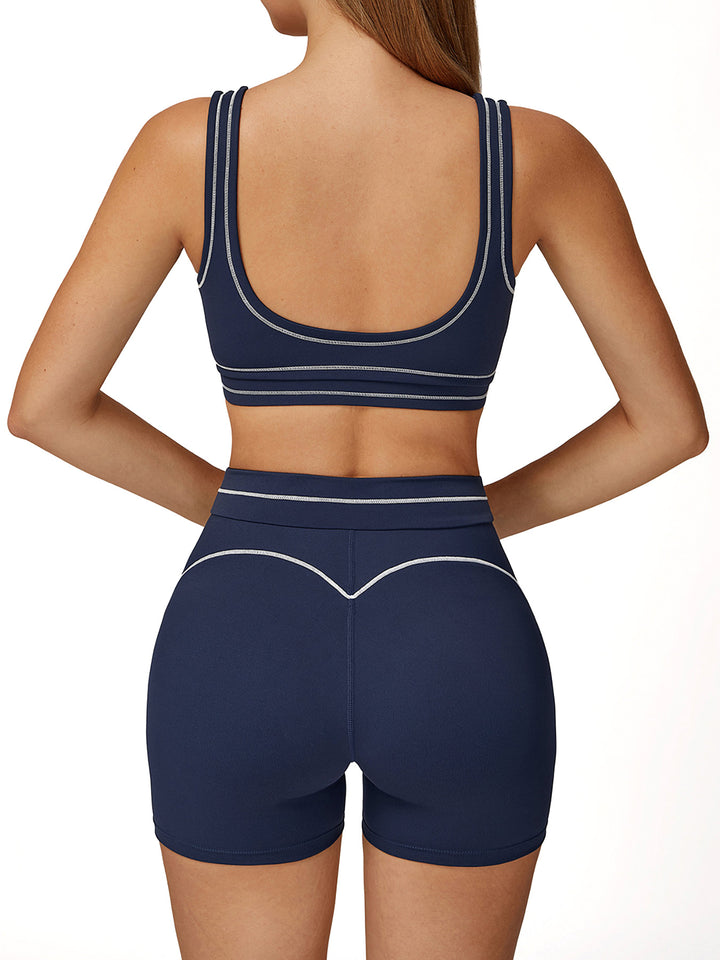 Contrast Stitching Widened Hem Sports Bra