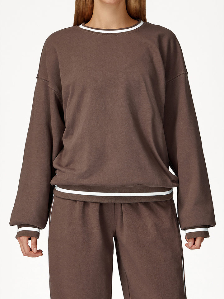 Contrast Thread Crew Neck Long Sleeve