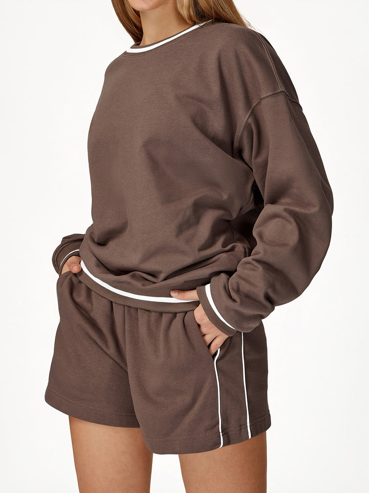 Contrast Thread Crew Neck Long Sleeve