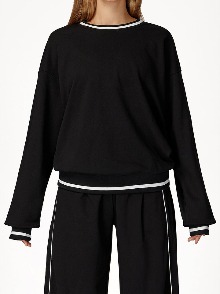 Contrast Thread Crew Neck Long Sleeve