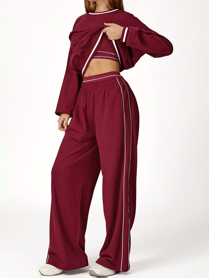 Contrast Thread Crew Neck Long Sleeve