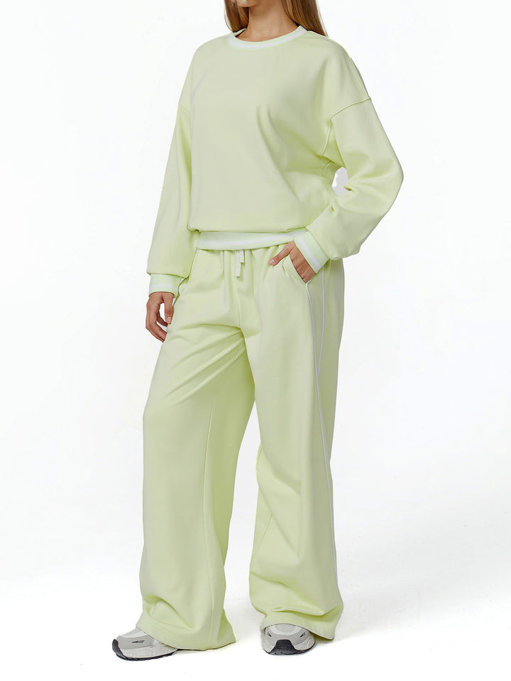 Contrast Webbing Wide-Leg Sports Pants