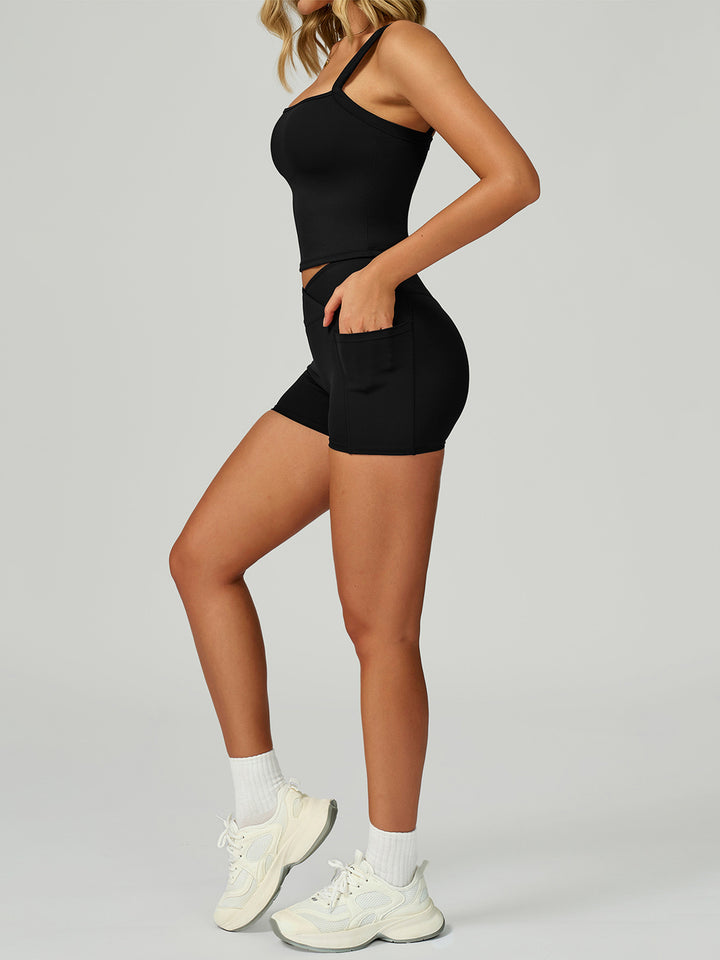 Cross-Waist Pocket Sports Shorts
