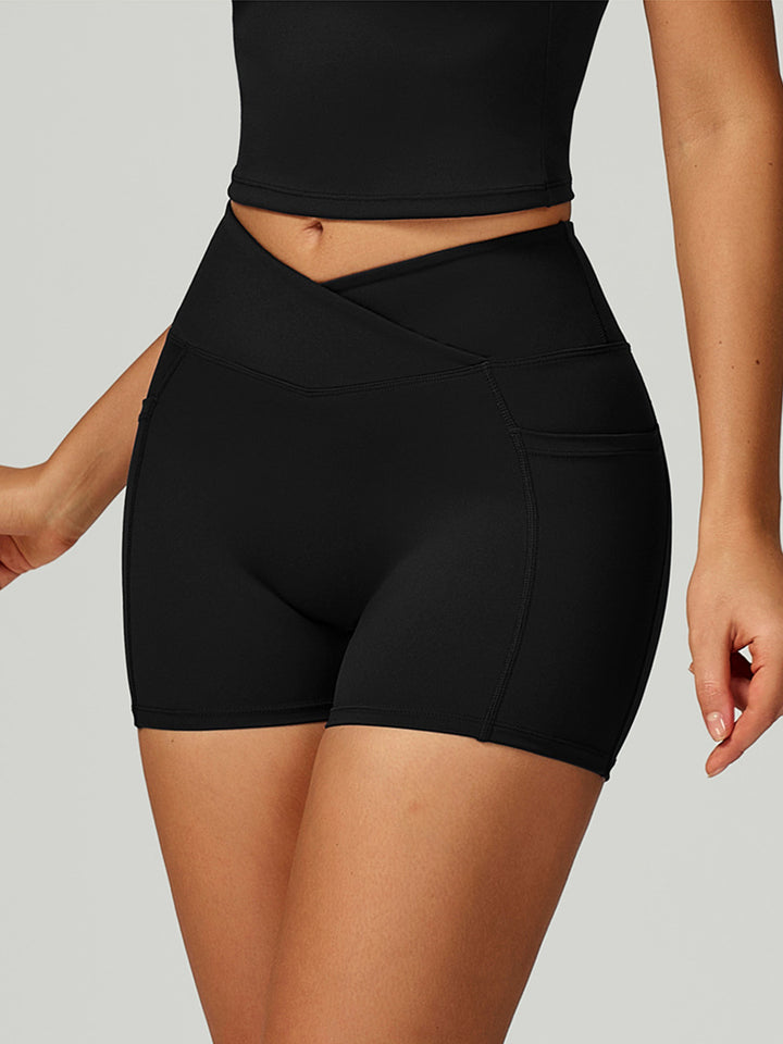 Cross-Waist Pocket Sports Shorts