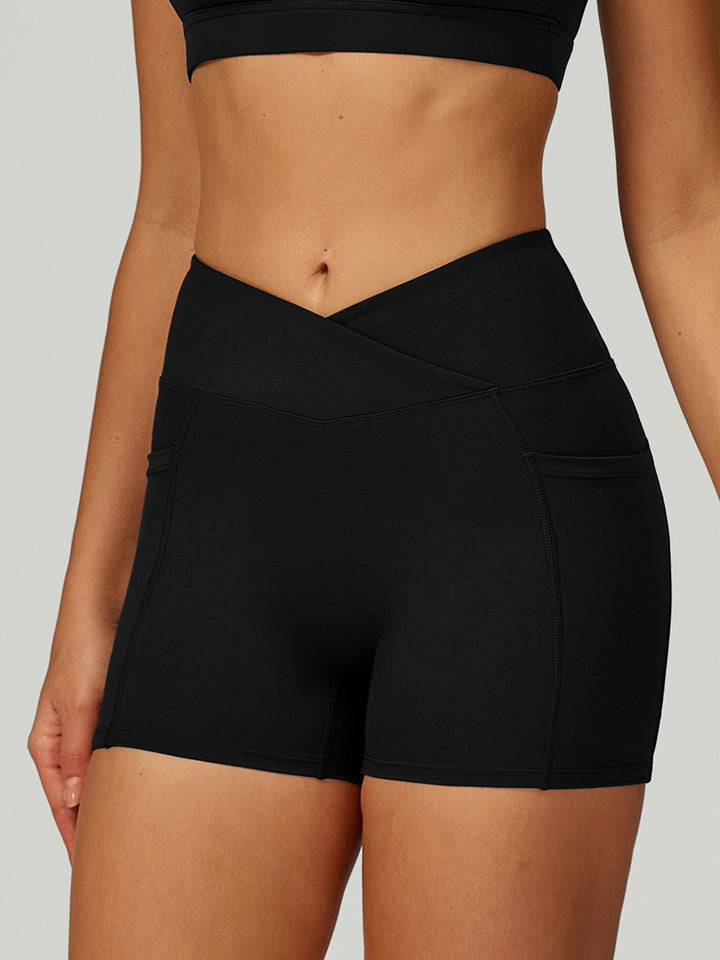 Cross-Waist Pocket Sports Shorts