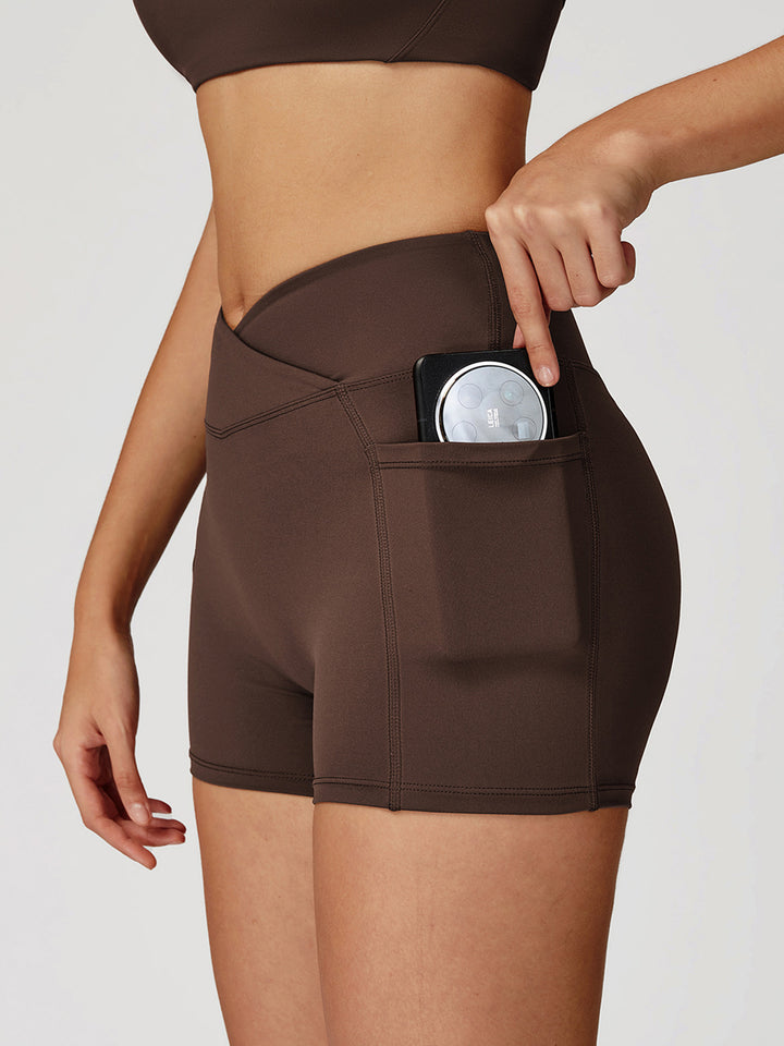Cross-Waist Pocket Sports Shorts