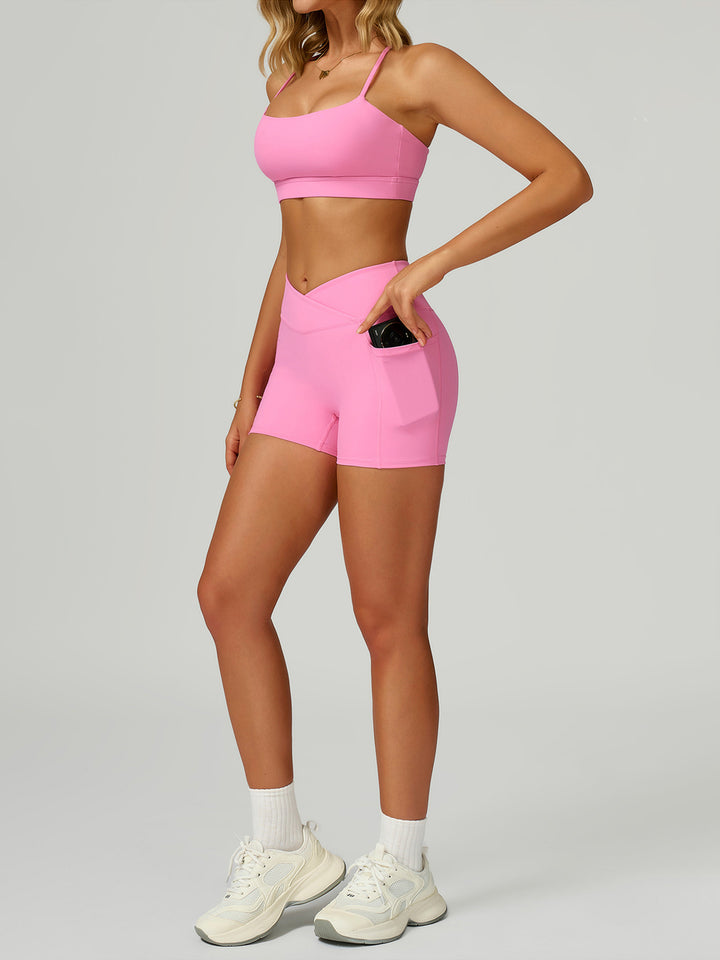 Cross-Waist Pocket Sports Shorts