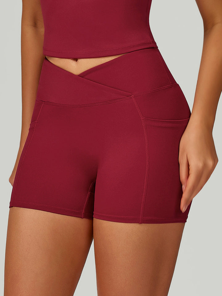 Cross-Waist Pocket Sports Shorts
