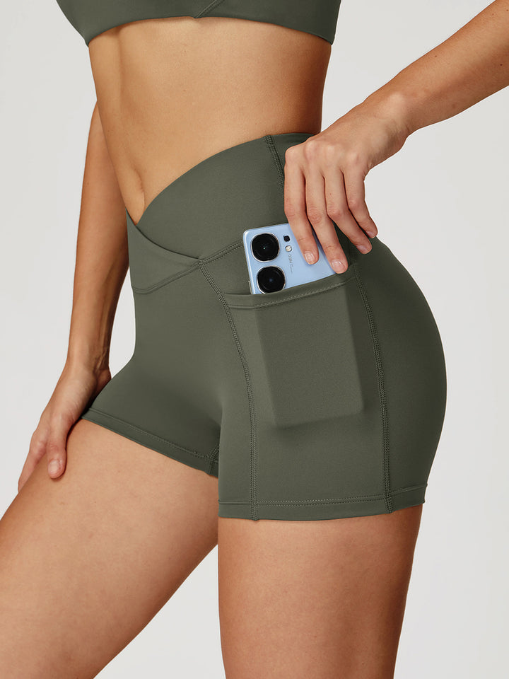 Cross-Waist Pocket Sports Shorts