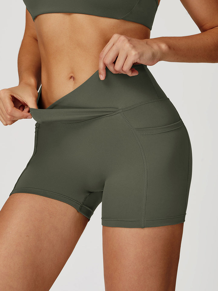 Cross-Waist Pocket Sports Shorts