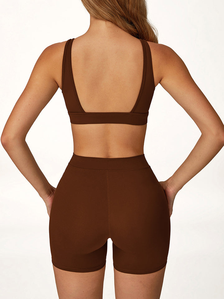 Deep V-Neck Hollow-Back Sports Bra