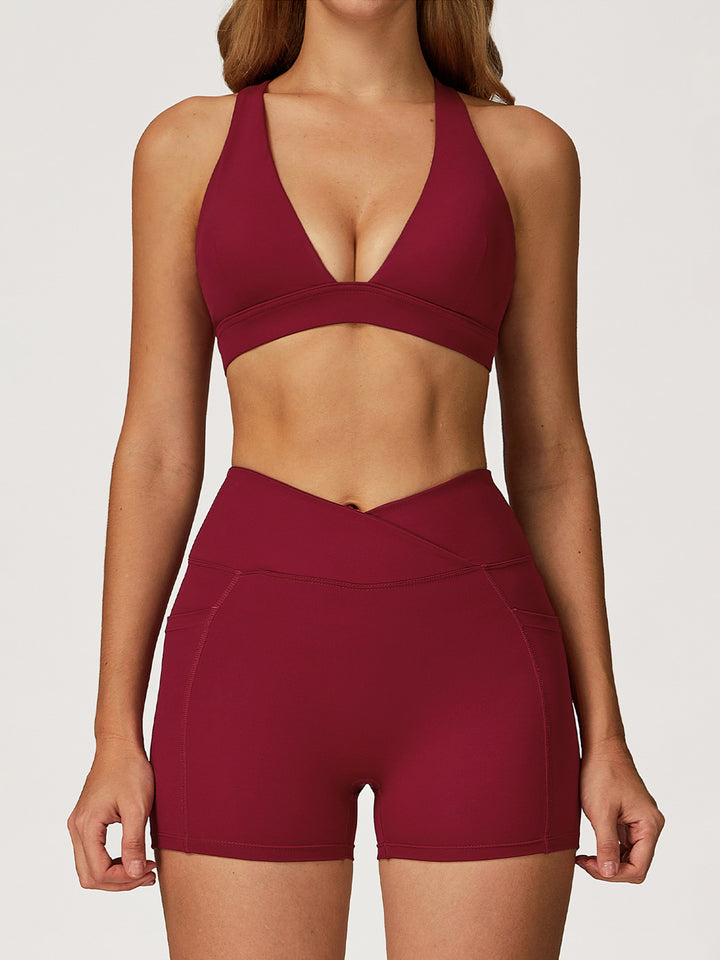Deep V Cross-Back Sports Bra