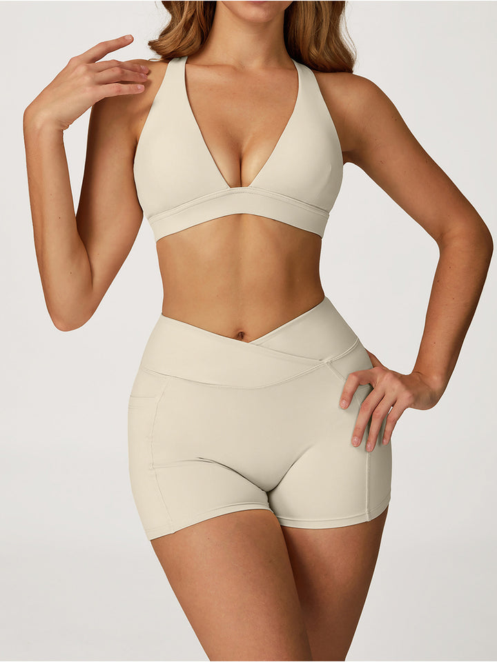 Deep V Cross-Back Sports Bra