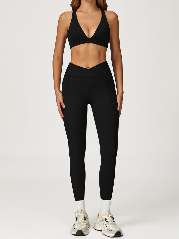 Deep V Cross-Back Sports Bra