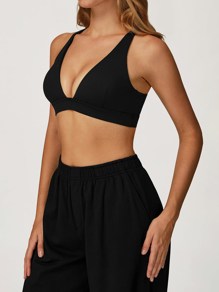 Deep V Cross-Back Sports Bra