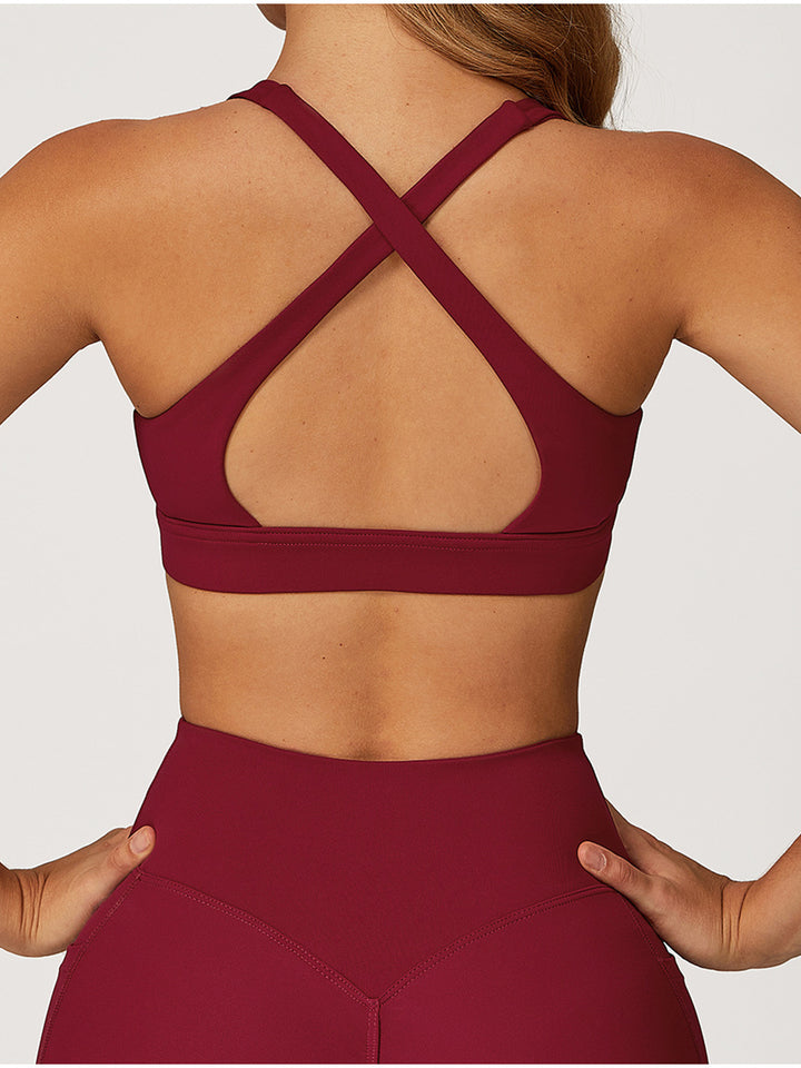 Deep V Cross-Back Sports Bra