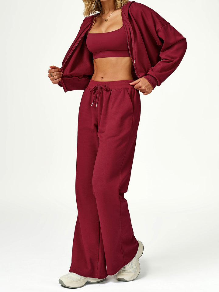 Elastic Drawstring Wide-Leg Pants