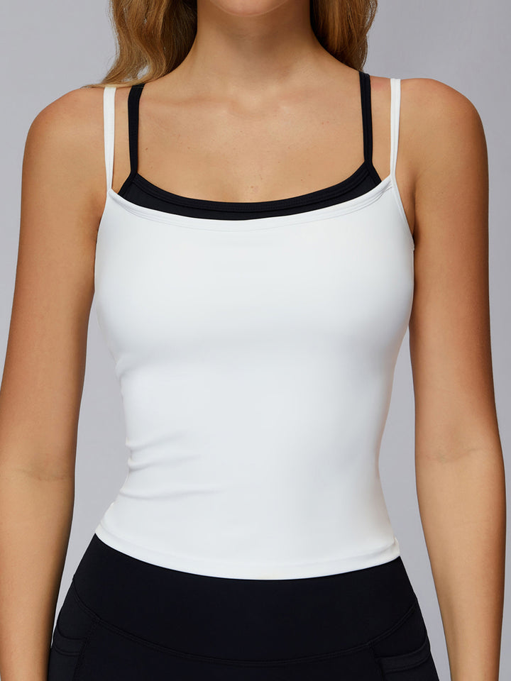 Fake Two-Piece Contrast Sports Top