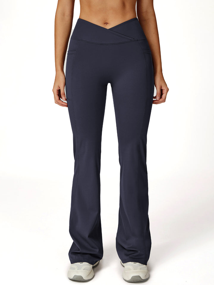Flared Cross-Waist Sports Pants