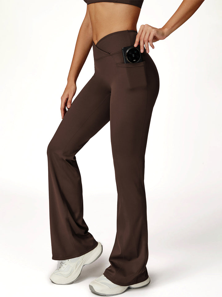 Flared Cross-Waist Sports Pants