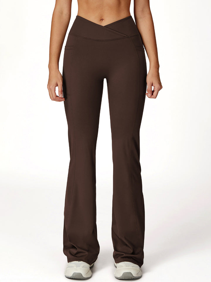 Flared Cross-Waist Sports Pants