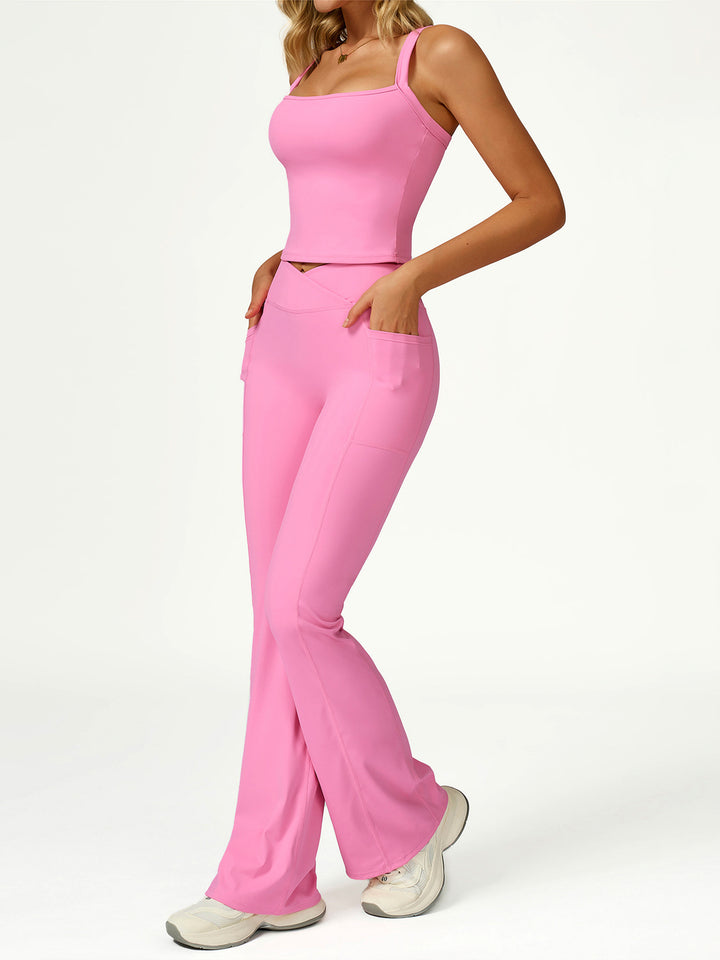 Flared Cross-Waist Sports Pants