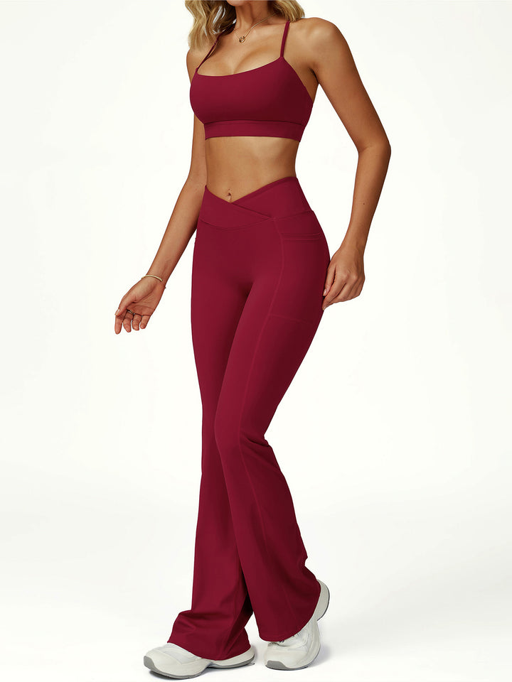 Flared Cross-Waist Sports Pants