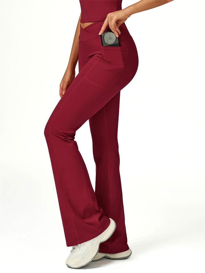 Flared Cross-Waist Sports Pants