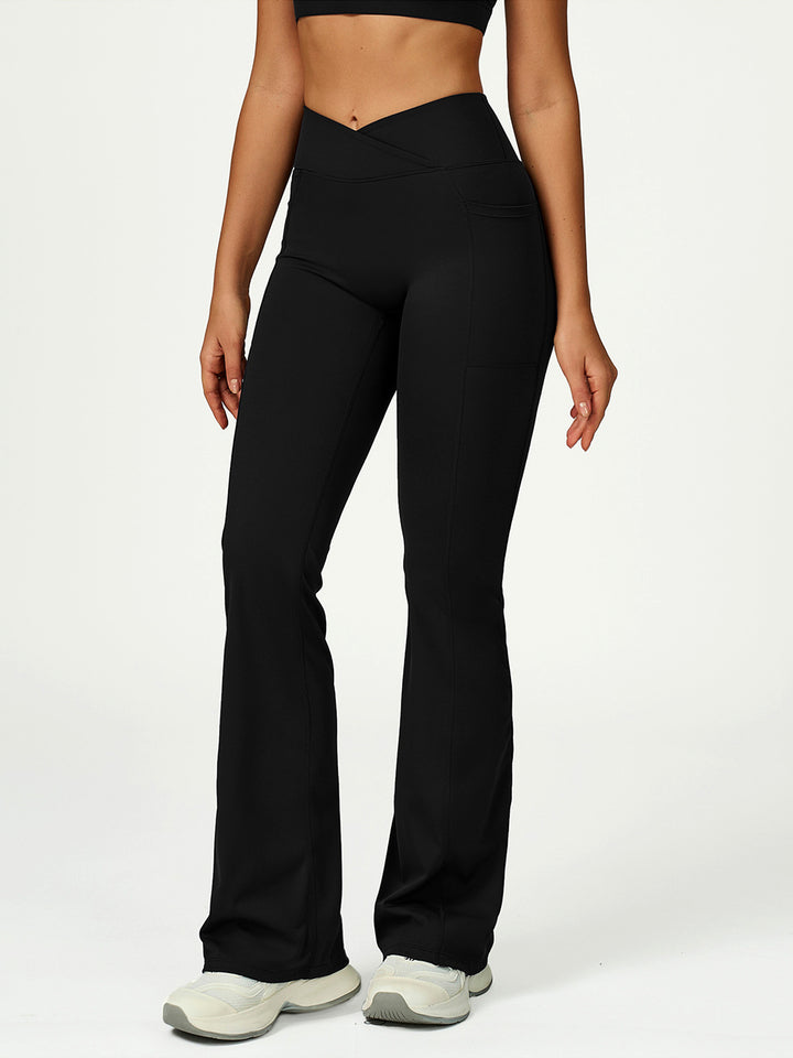 Flared Cross-Waist Sports Pants