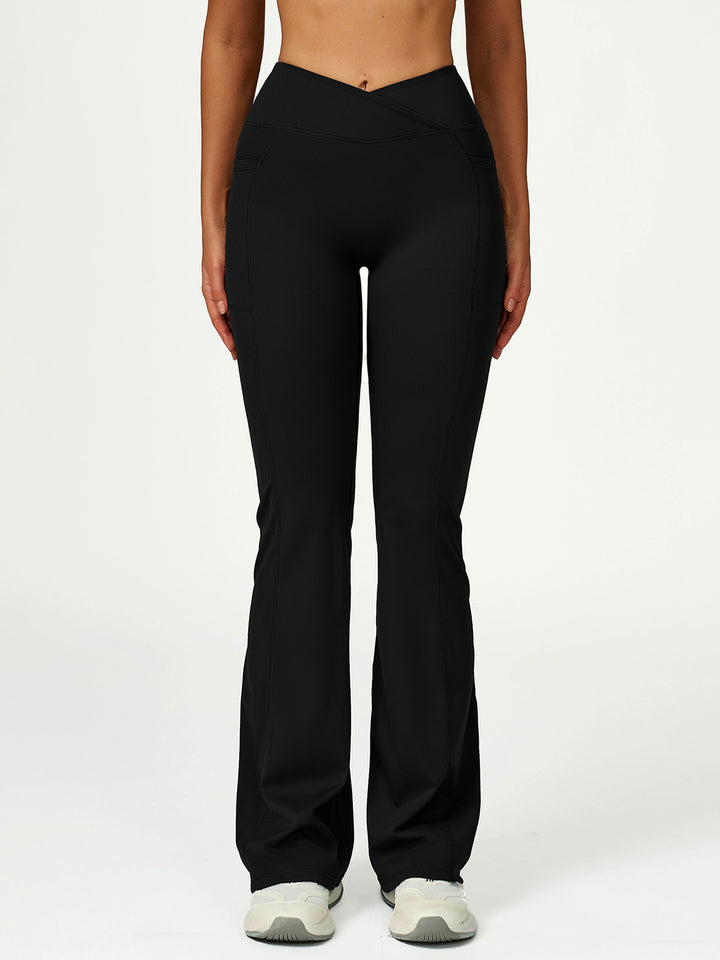 Flared Cross-Waist Sports Pants