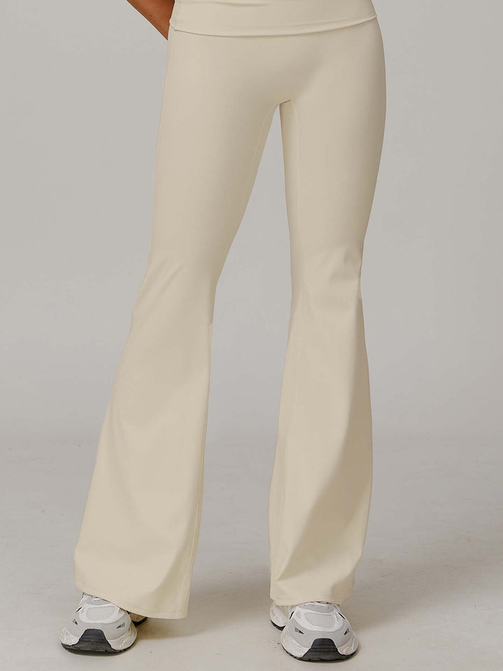Flared Sports Pants with Turn-Over Waistband