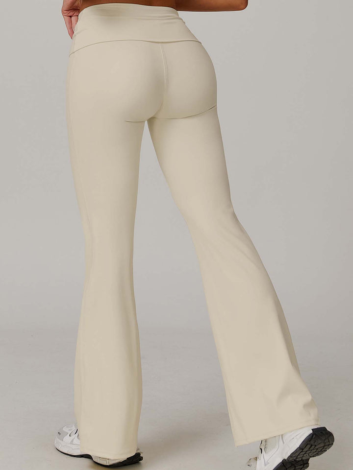 Flared Sports Pants with Turn-Over Waistband