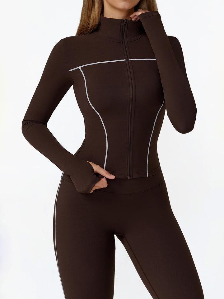 Full-Zip Stand Collar Sports Coat