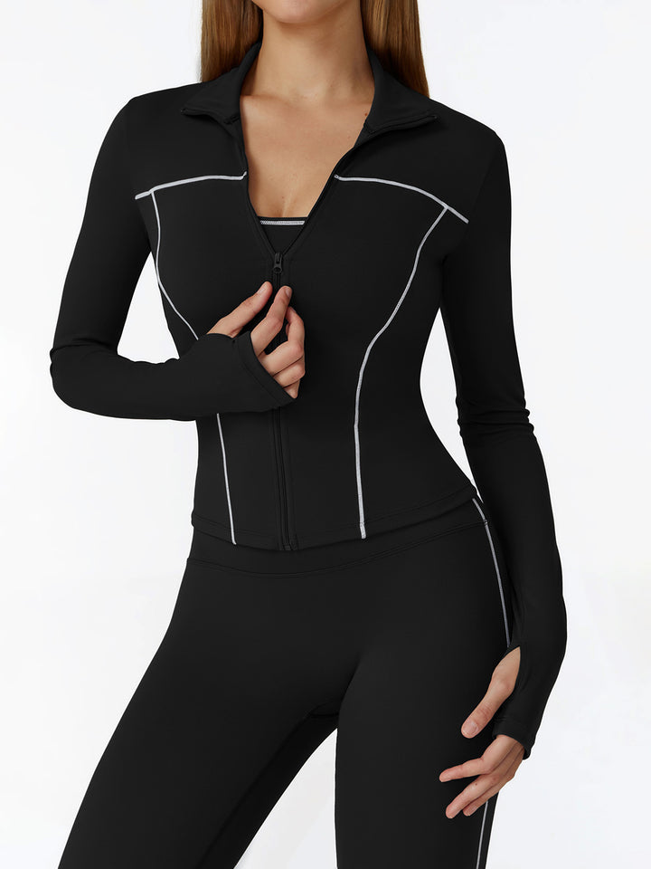 Full-Zip Stand Collar Sports Coat
