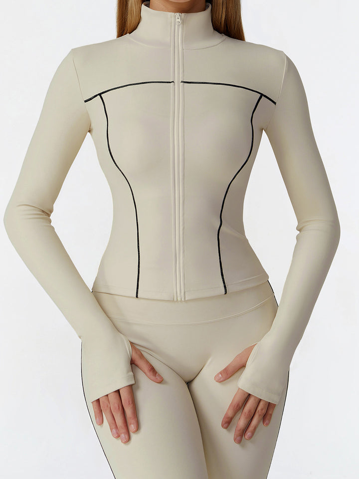 Full-Zip Stand Collar Sports Coat